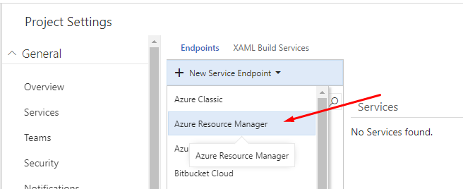 Add an Azure Resource Manager endpoint from VSTS