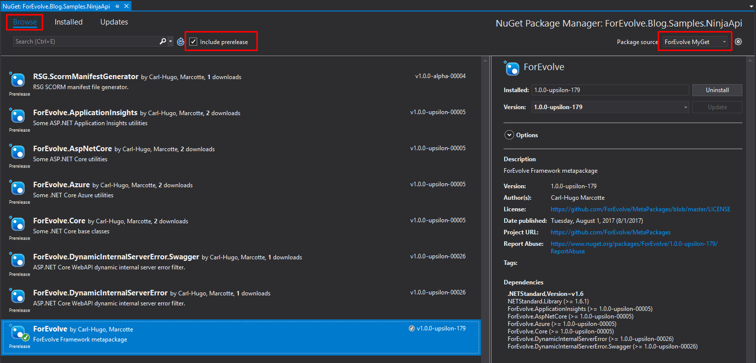 Manage NuGet Packages... - Package source