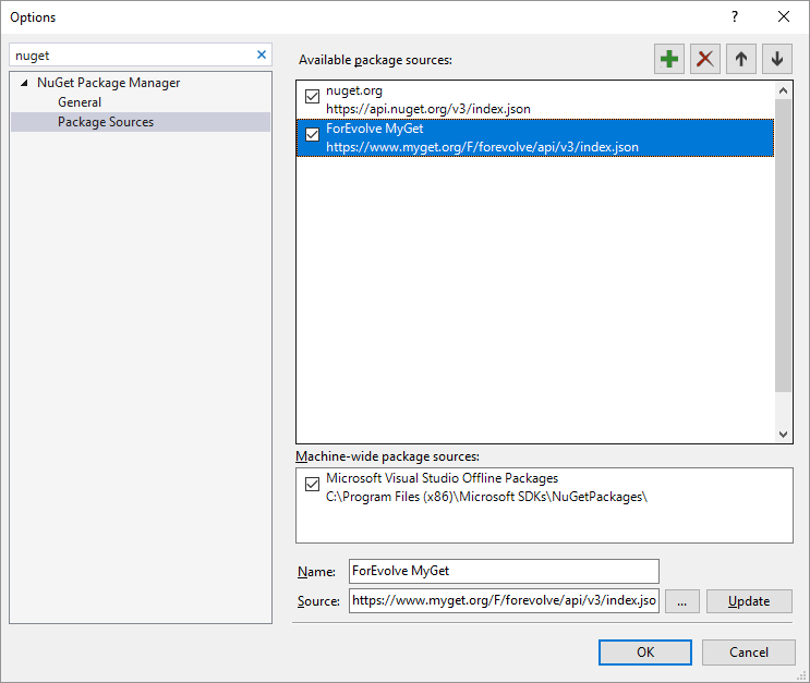 NuGet Package Manager - Package Source