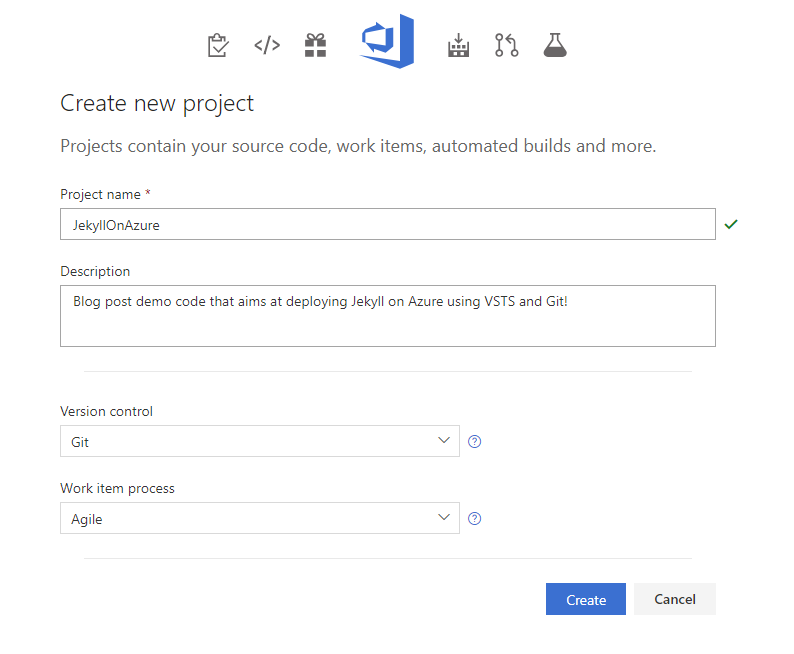 Create a VSTS project