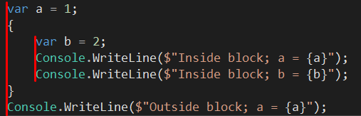 indentation of a statements block